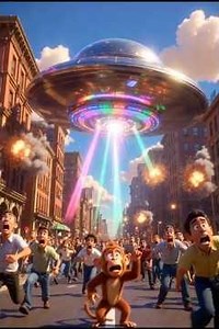 Monkey Saves the City from Alien UFO Attack! #viral #vlog #superhero #3danimation #ai