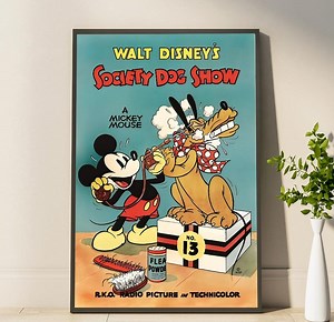 Classic Disney Art Poster Mickey Mouse's Society Dog Show Adventure Vintage Cartoon Print Mickey and Pluto's Fun at the Dog Show - Etsy