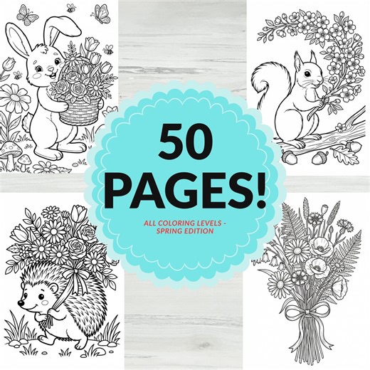 Spring Coloring Pages Printable | Instant Download - Etsy