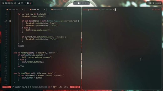 worked on a basic line viewer in rust today (part of my text editor)learned:Option vs Result finally clicked.get() > indexing (no crashes)rendering is weird… what you see isn't always what's therepretty fun tbh