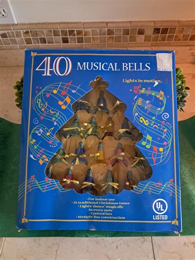 Vintage 40 Musical Light up Christmas Bells Light Strand - Etsy