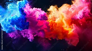 Colorful rainbow holi paint splash, color powder explosion, AI generated Video