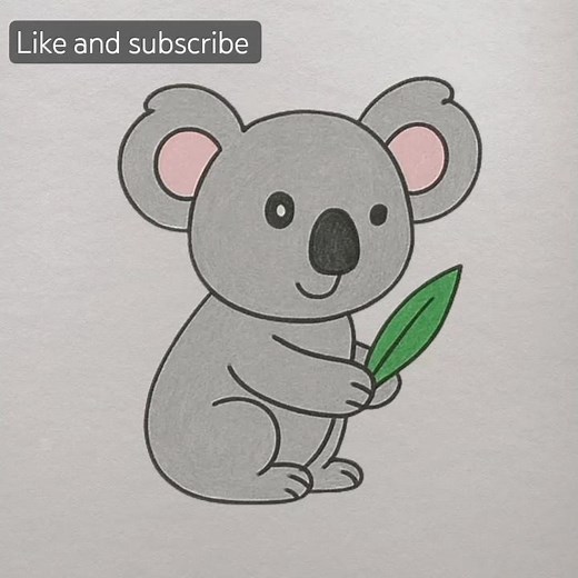 🐨 Step-by-step: How to draw a cute koala with its favorite leaf! ✏️💚 #lemoneucalyptus