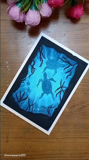 🐢Easy underwater Turtle Painting |Ocean scenery Drawing Step by Step Tutorial
