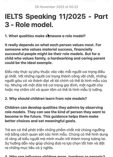 19K views · 204 reactions | IELTS Speaking 11/2025 - Part 3 - Role...