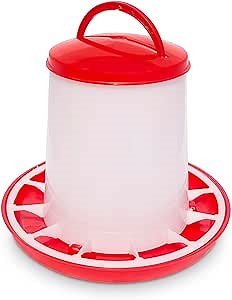 Large Chicken Feeder 5-Pound Capacity for All Poultry | Durable Feeding Container with Carrying Handle for Chickens, Ducks, Turkeys, Quail, Baby Chicks, Turkeys and More