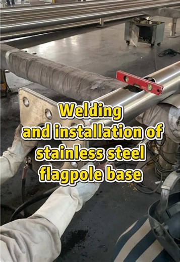 Welding and installation of commercial stainless steel flagpole base.#commercial #flagpole #commercialflagpole #install #factory