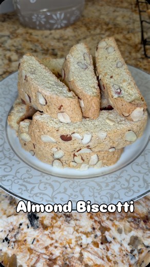 Almond Biscotti 🇮🇹 Recipe: 3 eggs, 1 1/2tsp vanilla extract, 1 1/2 tsp almond extract, 1/4 cup melted unsalted butter, 2 1/2 cups all purpose flour, 1 cup sugar, 1 1/2tsp baking powder, 1/2 salt, 1/2 cup whole almonds & 1/3 cup sliced almonds Bake at 350 for 40 minutes then 2nd bake for 10 minutes per side. #biscotti #almondbiscotti #italiancookies #italiandessert #sicilianinsta #newyorkitalian #italianmomstyle #cucinapovera | Enzas in The Kitchen