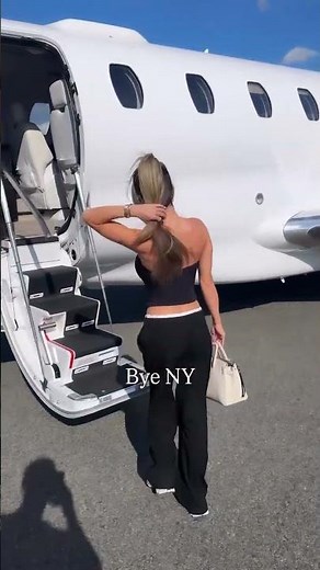 Millionaire with girl leaving in his jet