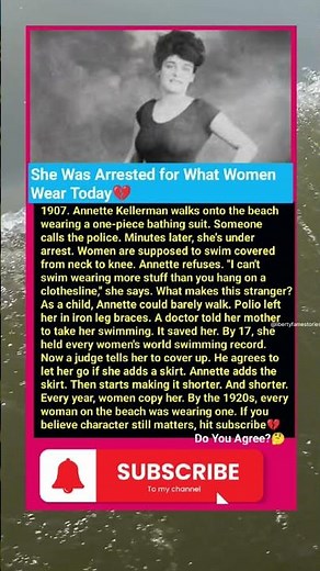 😱She Was Arrested for What Women Wear Today1907. Annette Kellerman💔 #hollywood