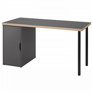 LAGKAPTEN / ALEX desk, gray/wood effect black, 551/8x235/8"  - IKEA