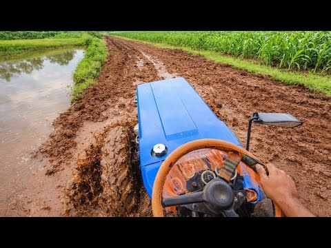 POV Tractor Working in Muddy Farm Field | Real Farming Life