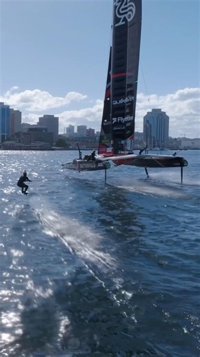 A world’s first! Matt Etxebarne getting towed by NorthStar SailGP Team F50 race boat.
