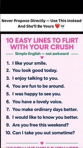 10 Easy Lines to Flirt With Your Crush (Simple & Not Awkward) ✨