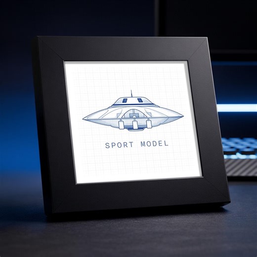 Sport Model UFO Blueprint Framed Art Print • Bob Lazar Sci-fi Technical Illustration - Etsy