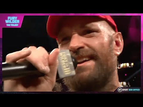 Tyson Fury reacts after epic win over Deontay Wilder and he SINGS for the Las Vegas crowd!