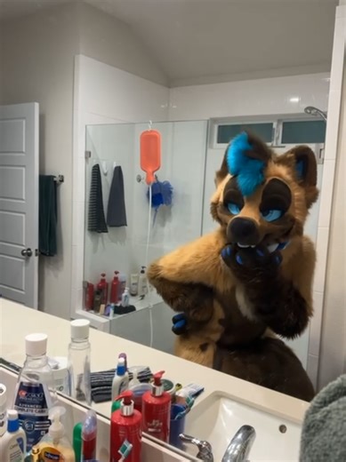this is how I get into character behind the scenes :3 slim digitigrade suit by sheenitude! #furry #fursona #furrytiktok #fursuit #furrycommunity