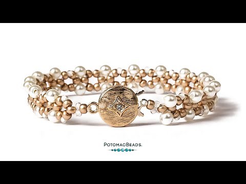 Pinched Pearl Bracelet Tutorial - DIY Jewelry Making Tutorial by PotomacBeads