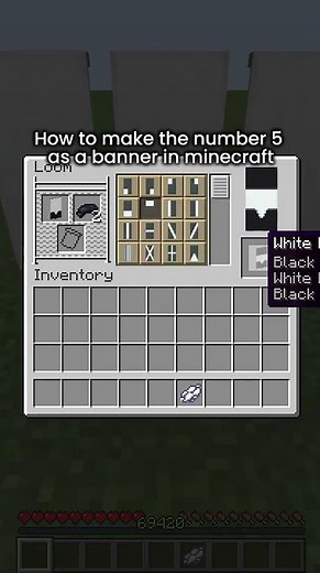 How to make the number 5 as a banner in Minecraft #minecrafttutorial #creativebanner