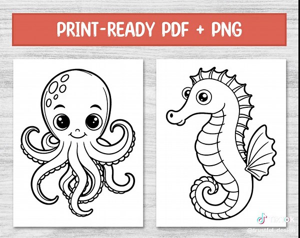 Printable Ocean Animals Coloring Pages for Kids Place Your Order NOW! https://trustfuldesign.com/product-page/printable-ocean-animals-coloring-pages-for-kids #ColoringPages #Printables #ColoringBook #giftforher #giftideas #design #etsy #graphicdesign #illustration #art #branding #marketing #lifedesign #drawing #AnimalsLover