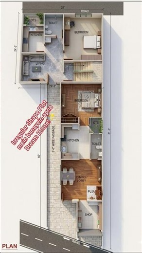 Shop + House Plan for Irregular Plot | 81 Feet Deep Plot Design 2026