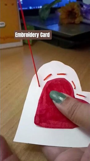 Embroidery Card Easy design #shorts #diy #cardcreations