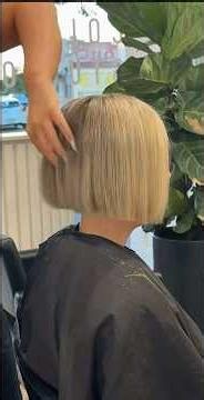 Girl gets a Short Blunt Blonde Bob haircut in a barbershop 💈✂️