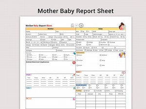 Mother Baby Report Sheet | Postpartum & Newborn Nursing | Editable Canva PDF - Etsy