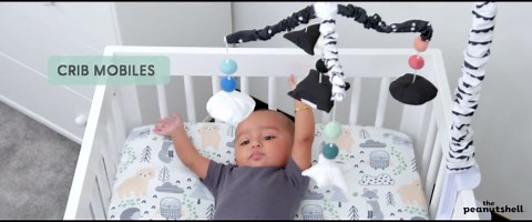 The Peanutshell Crib Mobile for Girls - Soft Pink Musical Baby Crib Mobile with 12 Lullabies, Cute Animal Baby Wildest Dreams Nursery Decor