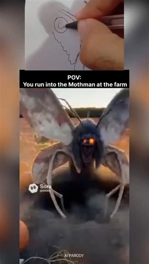 POV: You run into the Mothman at the farm - Drawing (AI Parody)