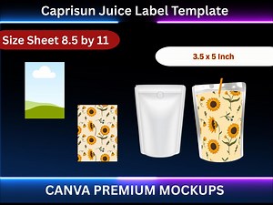Caprisun Labels, Caprisun Juice Label Template, Caprisun Template, Blank Capri Sun Template, Capri Labels, Custom Capri Sun, Editable Canva - Etsy