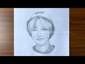 Easy drawing J-Hope BTS | pencil sketch tutorials | drawing step by step | រៀនគូរ
