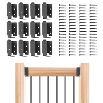 12 PCS Steel Deck Railing Brackets Connectors, 2x4 Brackets for Wood Fence Railing Handrail
