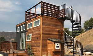 The Tiny House of Zen is in the desert and surrounded by lovely mountains. This is why the owner built a rooftop deck to enjoy the surrounding views. Now it's for sale. See more details and photos here https://tinyhouselistings.com/listings/tiny-home-of-zen | Tiny House Listings