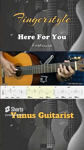 Here for You - FireHouse - Fingerstyle Guitar Tutorial + TAB & Lyrics #fingerstyle