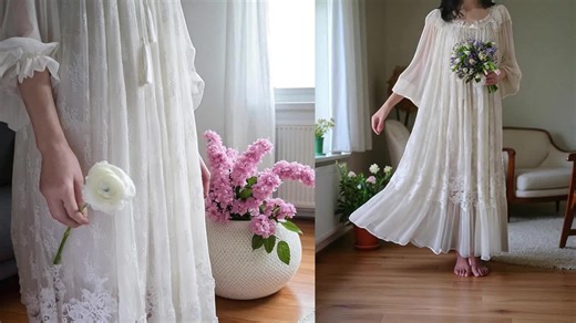 Vintage White Lace Nightgown Princess Long Sleeve Sleepwear Women’s Autumn Spring Dress Bridal Gown Holiday Gift Loungewear,anniversary Gift - Etsy