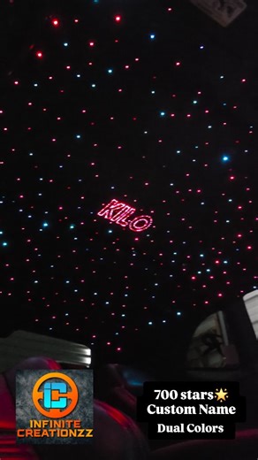 Infinite Creationzz LLC on Instagram: "700 Starlights went into this Custom headliner job 🌟🌠 "KILO" 🔥🔥🔥 We appreciate @410.kilo for bringing his car and trusting us 💪🏾👍🏾 Everything Bluetooth controlled from your phone 📱 📞 remote control option is available as well. DM, CALL, OR TEXT US TO BOOK 📞 443 803 0218 📌4412 North Point Blvd Suite A, Sparrows Point, MD 21219 #infinitecreationzz #starlightheadliner #Ambientlighting #dmv #baltimore"