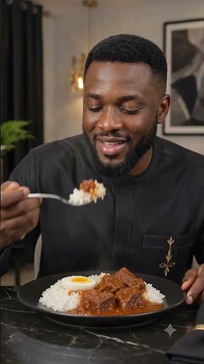 Elegant Nigerian Man Enjoys White Rice, Beef Stew & Boiled Egg 🇳🇬 | Authentic Food Experience