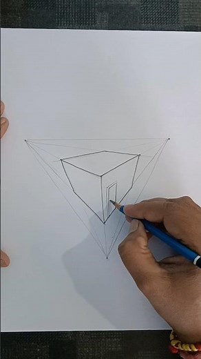 How to Draw Using 3 Point Perspective Easy Building drawing #shorts
