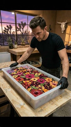 Tropical Hibiscus Coffee Table 🌺✨ Stunning Epoxy Resin DIY #EpoxyArt #ResinDIY #satisfyingdiy #diy