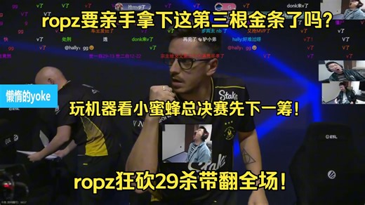 ropz要亲手拿下这第三根金条了吗？玩机器看小蜜蜂总决赛先下一筹！ropz狂砍29杀带翻全场！前无古人的第三圈大满贯成就就要在今天达成了吗？绿龙能否顶住小蜜蜂呢