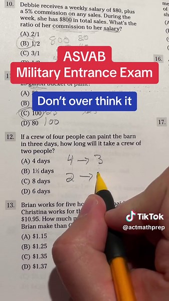 ASVAB Math Problem Explanation with Common Sense Approach