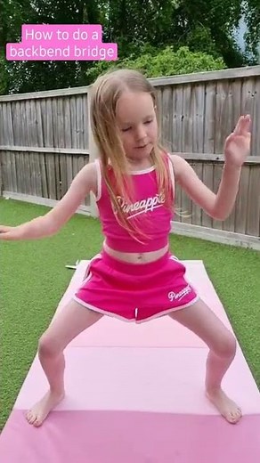 How to do backbend bridge with me, Rosabella. #gymnastics #youtube #youtubeshorts #backbendbridge