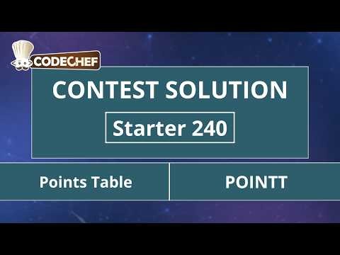 Points Table | POINTT | Starter 240 | CodeChef Official Solution