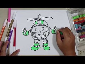 Cara Menggambar dan Mewarnai Heli Robocar Poli