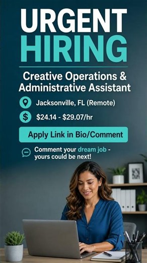 Urgent Hiring! 🚨 $29/hr Creative Assistant Job Jacksonville #shorts #jobsearch