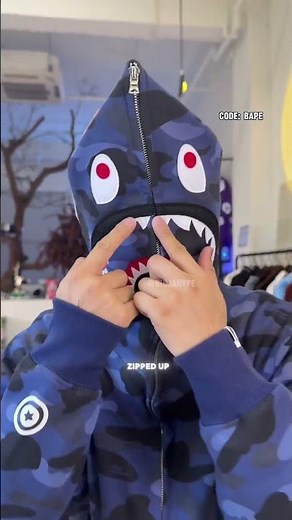 🔥📦Trying On the Bape Blue Camo Shark Hoodie | Full Unboxing & Fit Check | Ninjahype Haul #bape