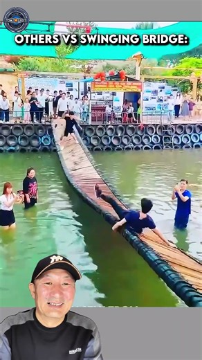 Swing Bridge Madness 😵💀#bridgechallenge #failmoments #crazyshorts #funnyvideo #viral