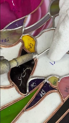 Making Iris Stained Glass Panel #stainedglass #stainedglasspanel