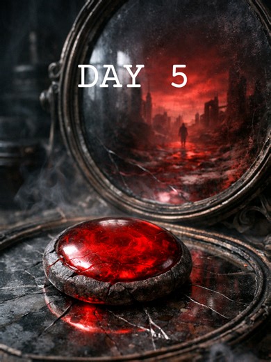Day 5...SCP-093 is an anomalous red disc that, when placed against a mirror, transforms the reflection into a gateway to another world. Exploration logs describe ruined landscapes, hostile entities, and evidence of a lost civilization. Access is strictly controlled by the Foundation. ##scpfoundation #creepytok #darklore #aivideo #scp